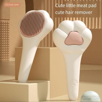 Cat Paw-Shaped Pet Grooming Brush with One-Click Hair Release