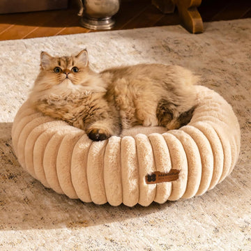 Plush Donut Dog Bed with Raised Rim & Washable Cover
