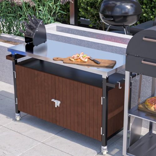 Outdoor Grill Cart with Stainless Steel Tabletop
