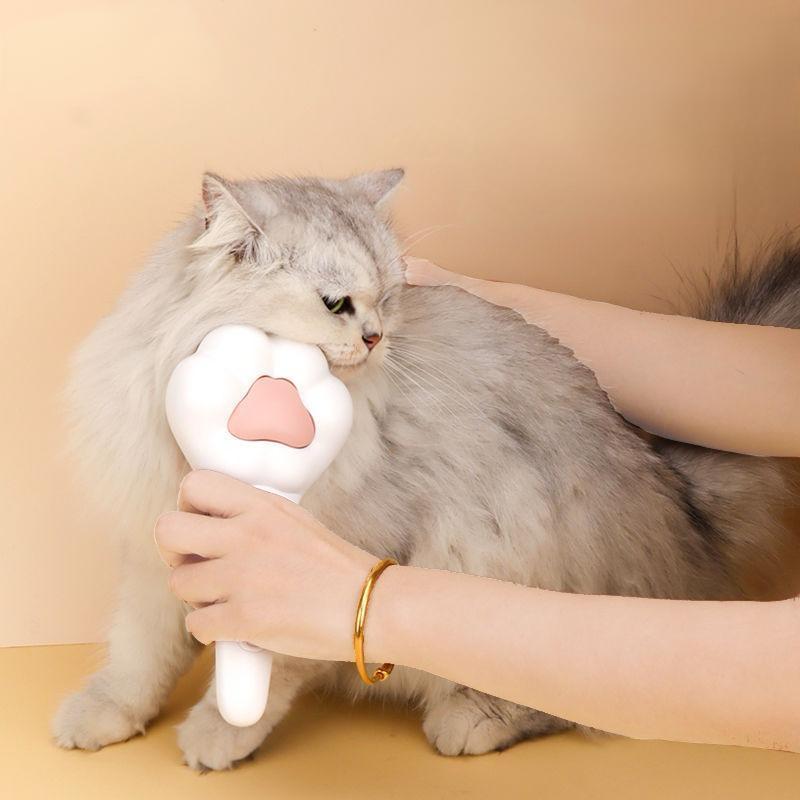 Cat Paw-Shaped Pet Grooming Brush with One-Click Hair Release