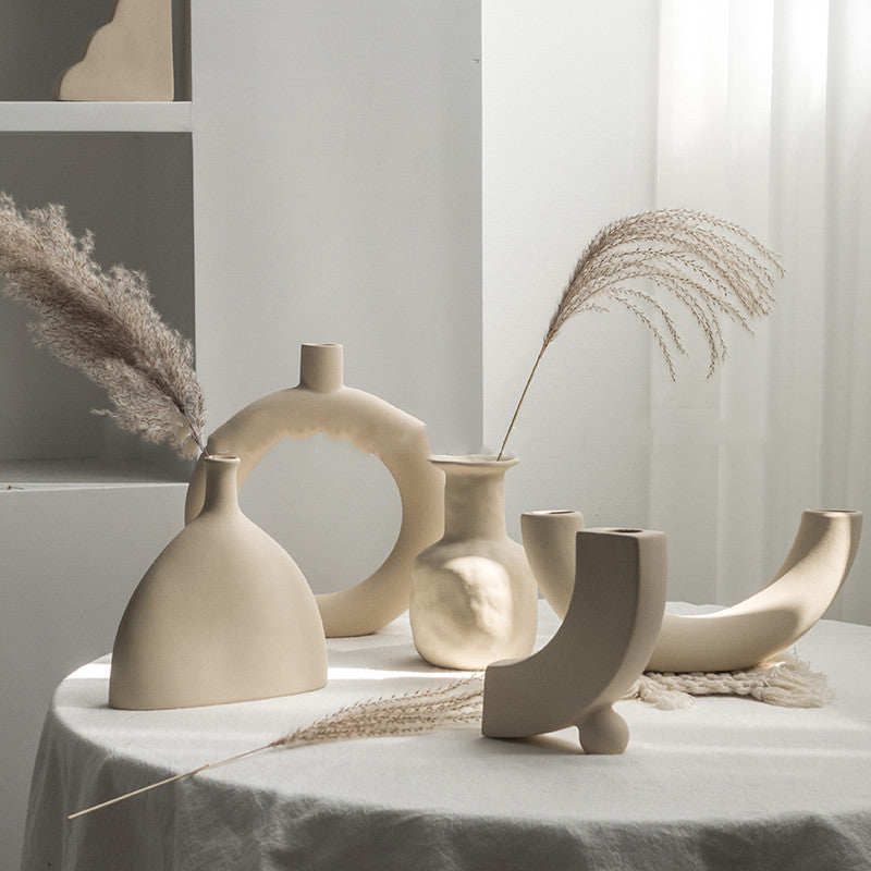 Nordic-Style Matte Ceramic Table Vase