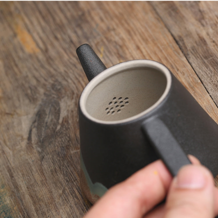 Retro Black Ceramic Teapot with Underglaze Finish
