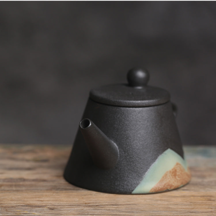 Retro Black Ceramic Teapot with Underglaze Finish