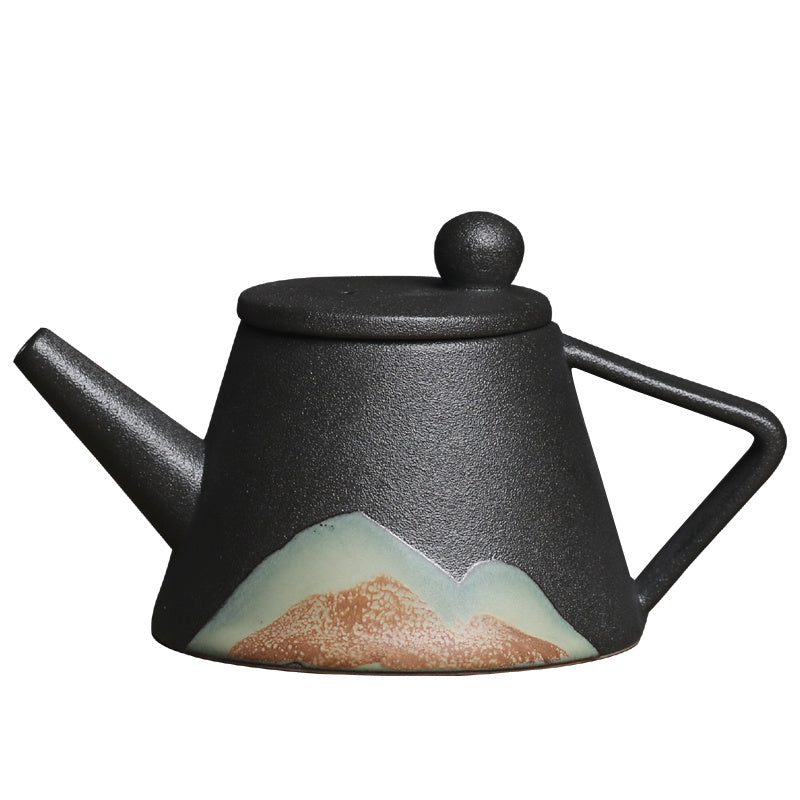Retro Black Ceramic Teapot with Underglaze Finish