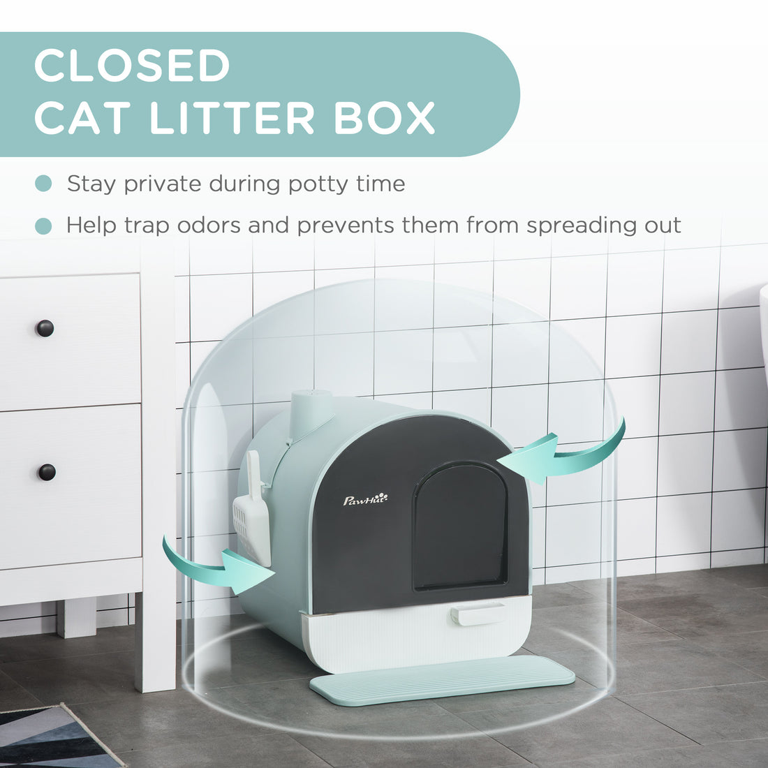 PawHut Enclosed Cat Litter Box with Lid, Tray & Accessories