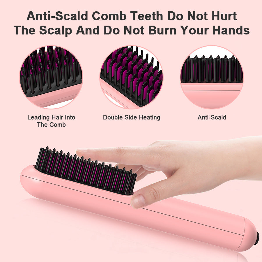 Cordless Hair & Beard Straightener Brush
