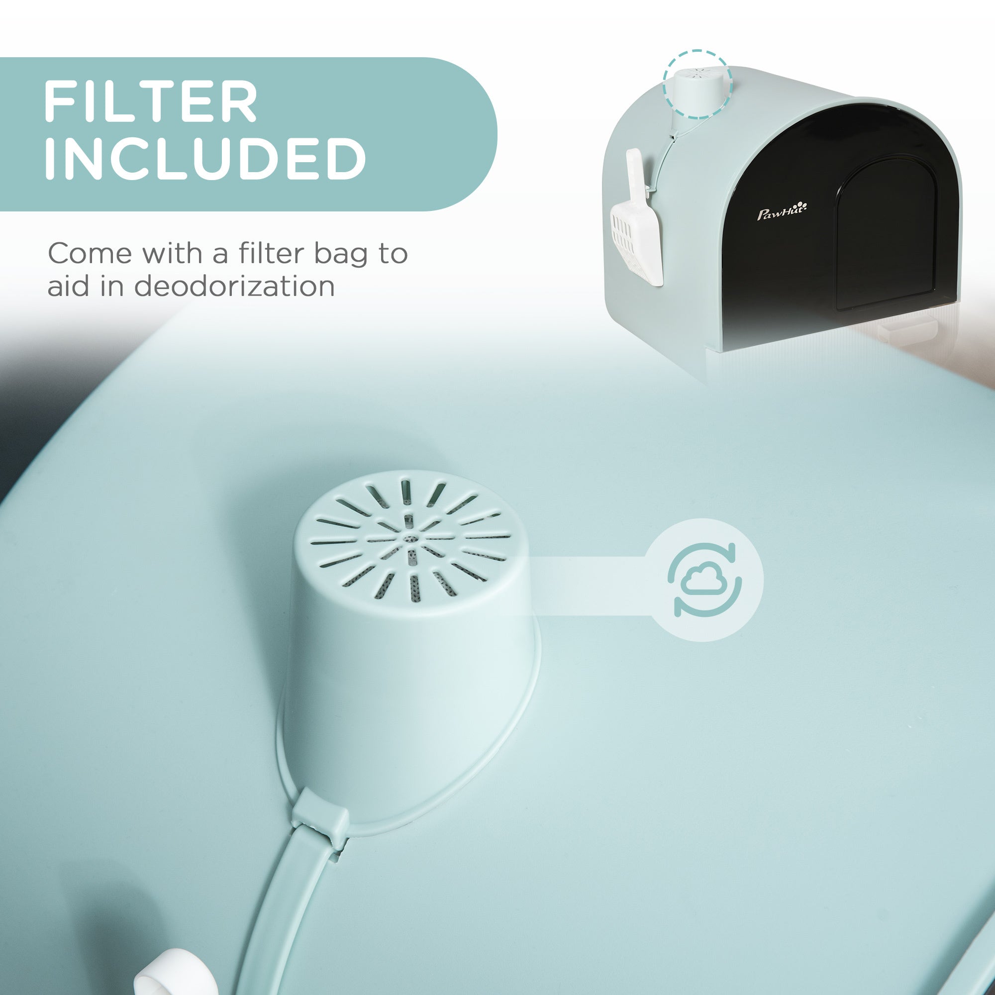 PawHut Enclosed Cat Litter Box with Lid, Tray & Accessories