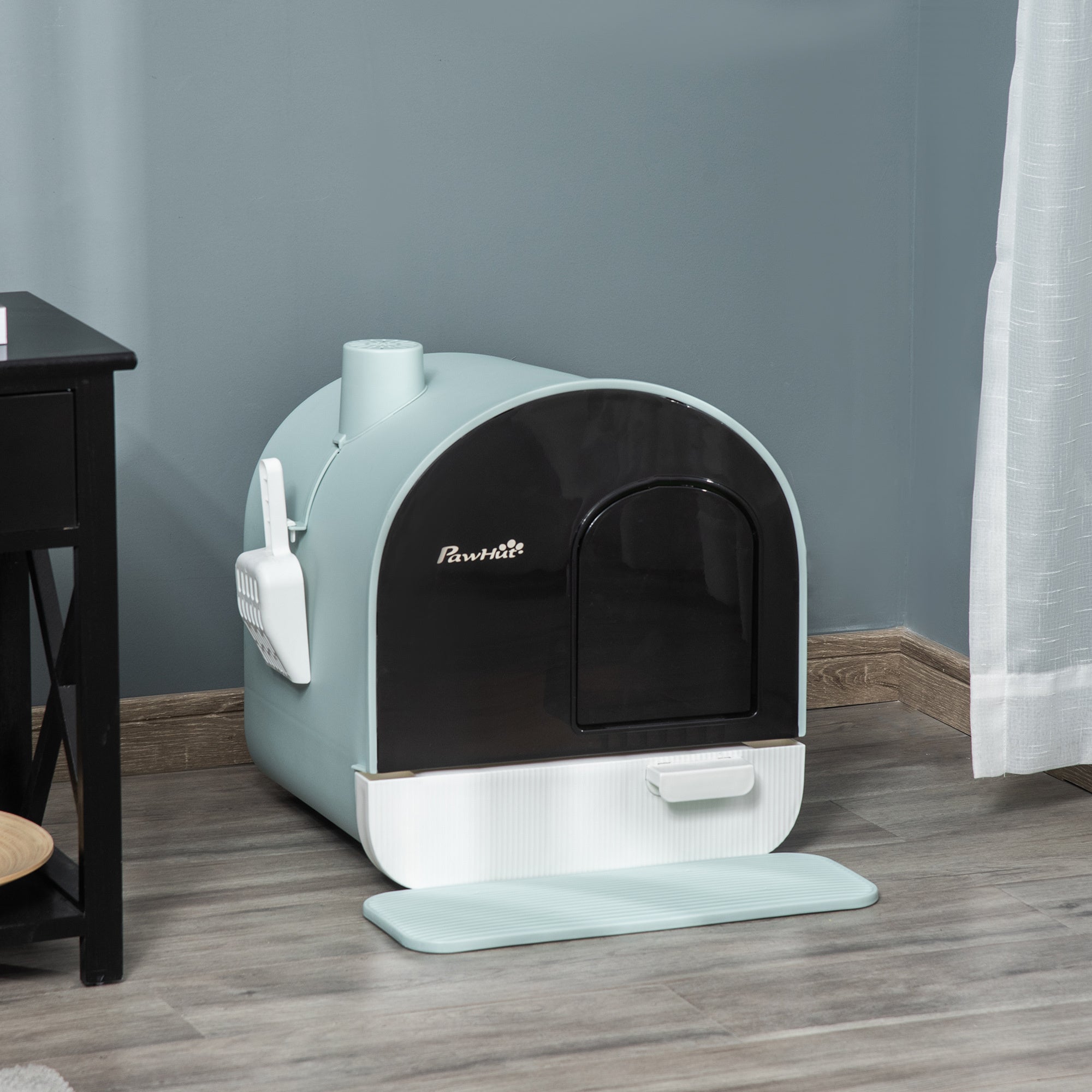 PawHut Enclosed Cat Litter Box with Lid, Tray & Accessories