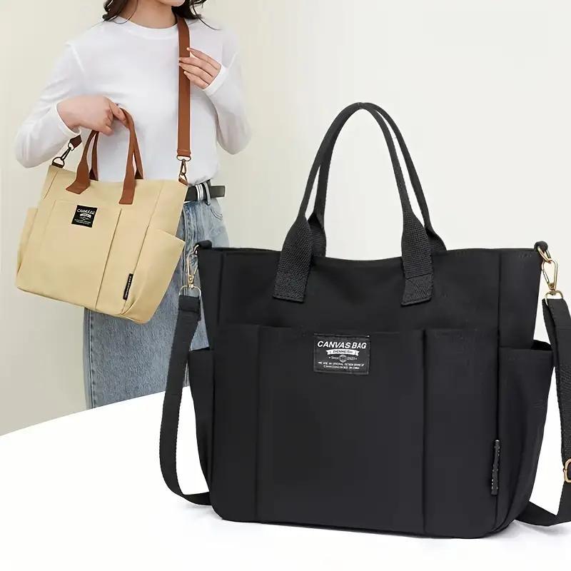 Retro Canvas Multi-Pocket Tote Bag for Women