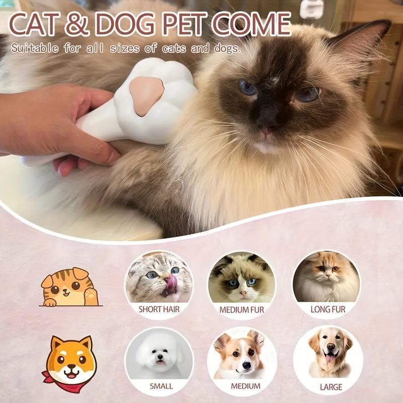 Cat Paw-Shaped Pet Grooming Brush with One-Click Hair Release