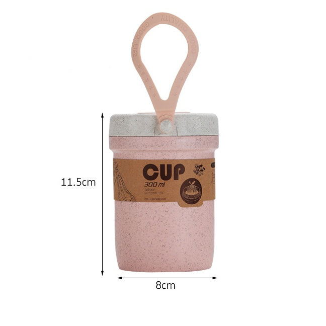 Portable Silicone Vent Wheat Straw Cup with Leak-Proof Seal – 300ml