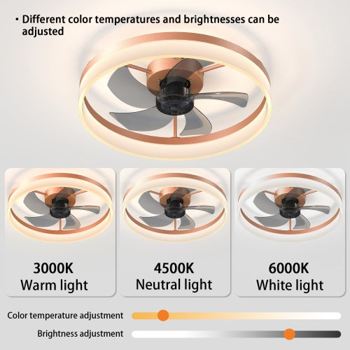 Slim Modern Ceiling Fan with Dimmable LED Light