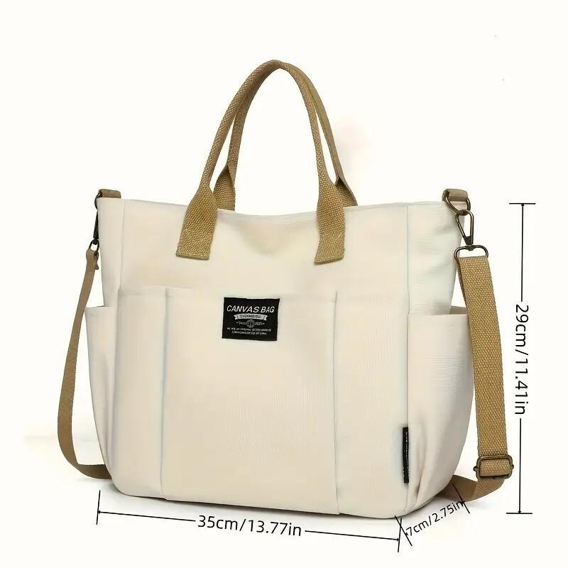 Retro Canvas Multi-Pocket Tote Bag for Women