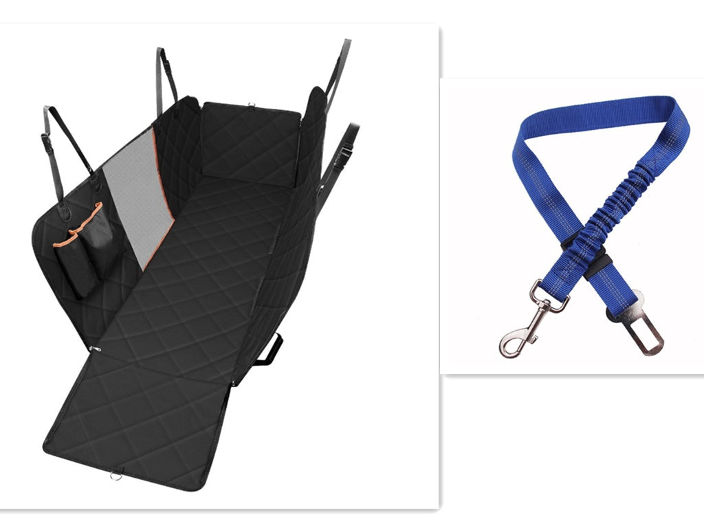 Waterproof Dog Car Seat Cover with Mesh Window & Side Zippers