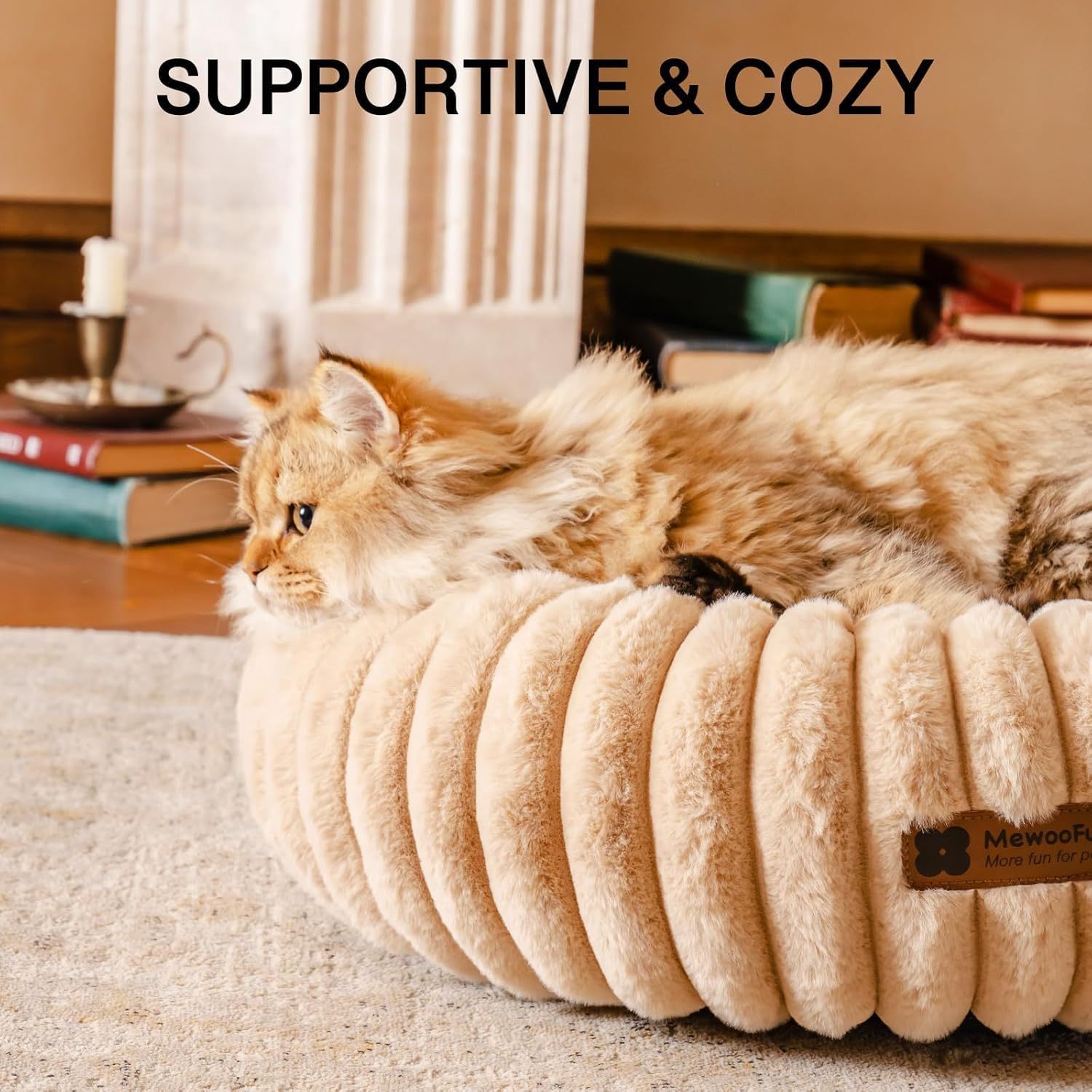 Plush Donut Dog Bed with Raised Rim & Washable Cover
