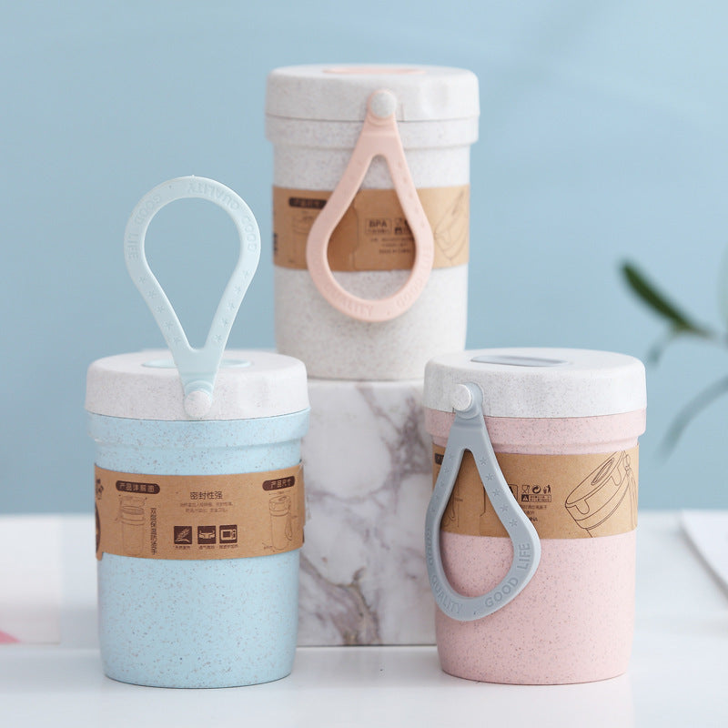 Portable Silicone Vent Wheat Straw Cup with Leak-Proof Seal – 300ml