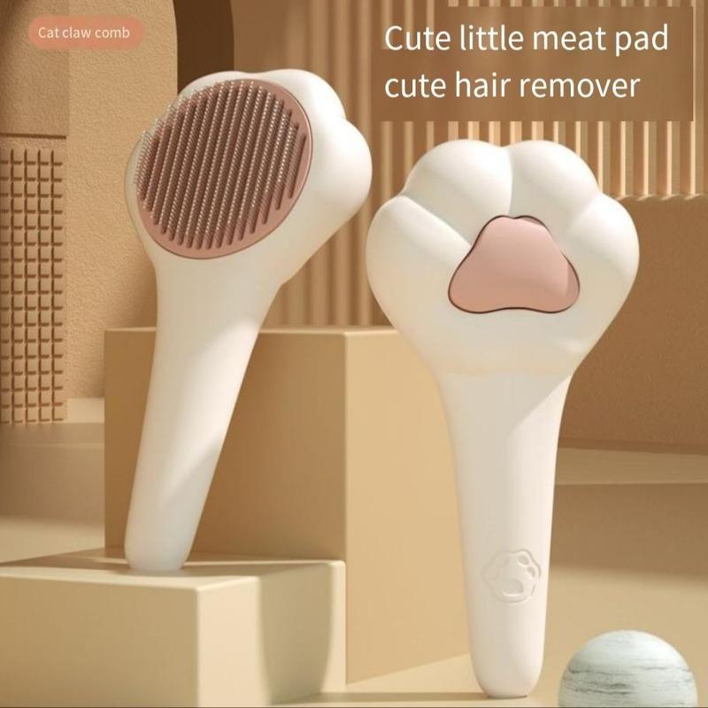 Cat Paw-Shaped Pet Grooming Brush with One-Click Hair Release