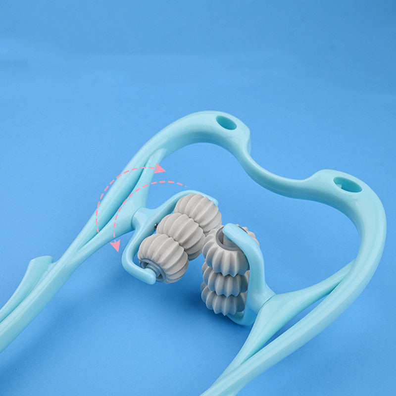 6-Roller Cervical Neck Massager with Natural Jade Scraping Tool
