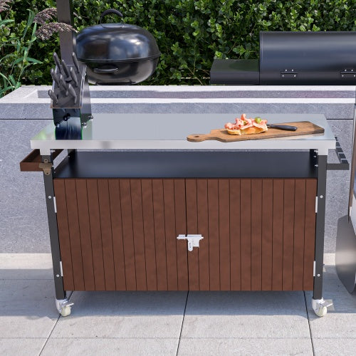 Outdoor Grill Cart with Stainless Steel Tabletop