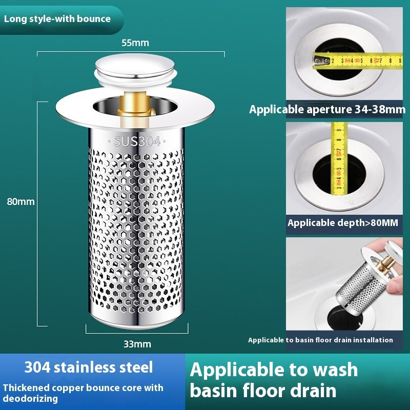 304 Stainless Steel Bounce Core Basin Drainer