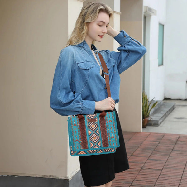 Green Nylon Diamond Lattice Women’s Bag Set