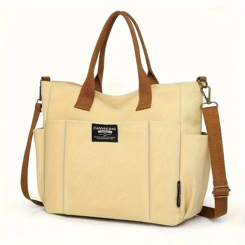 Retro Canvas Multi-Pocket Tote Bag for Women