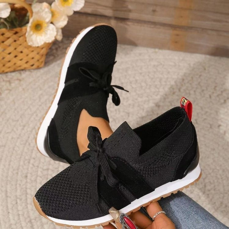 Breathable Lace-Up Mesh Flats for Women