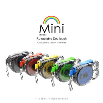 Transparent Rainbow Mini Retractable Leash
