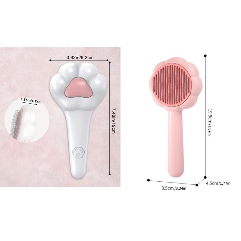 Cat Paw-Shaped Pet Grooming Brush with One-Click Hair Release