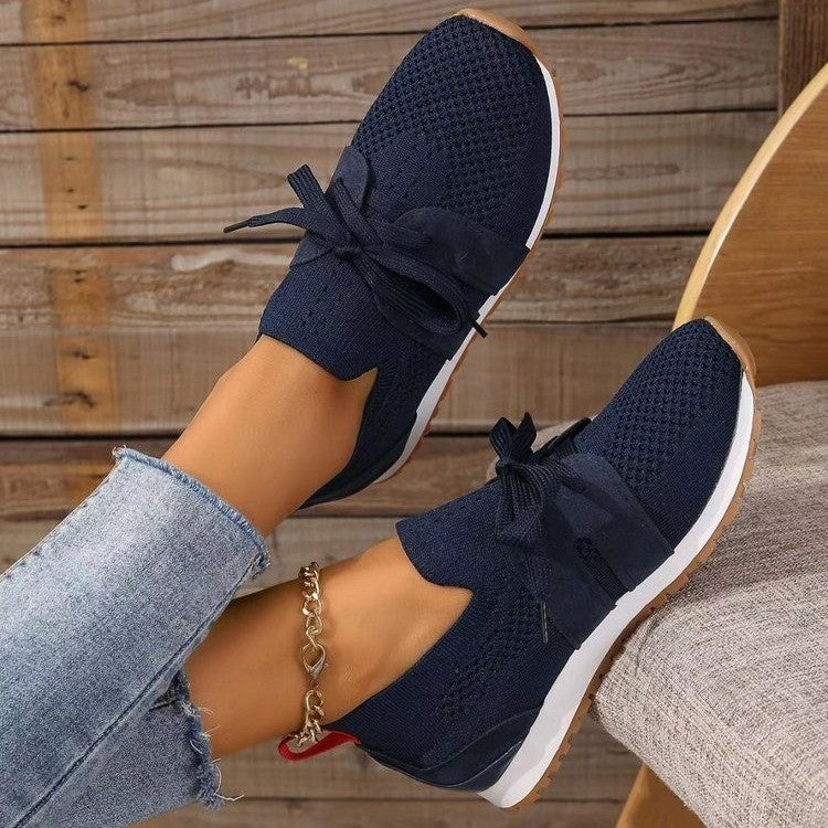 Breathable Lace-Up Mesh Flats for Women