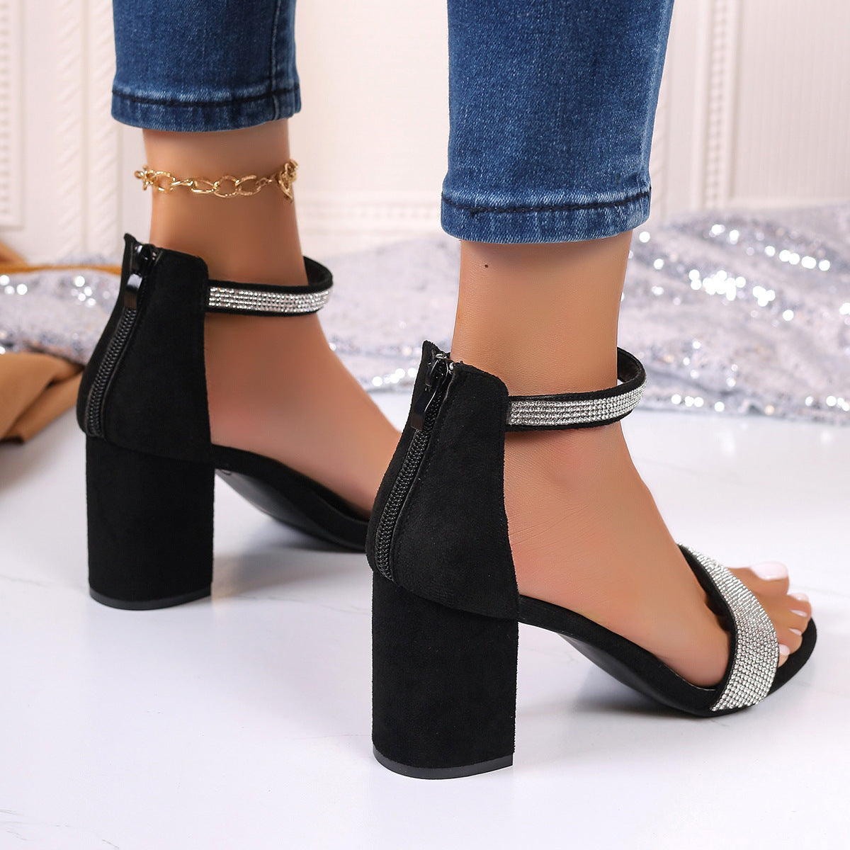 Classic Suede Round-Toe Sandals for Women