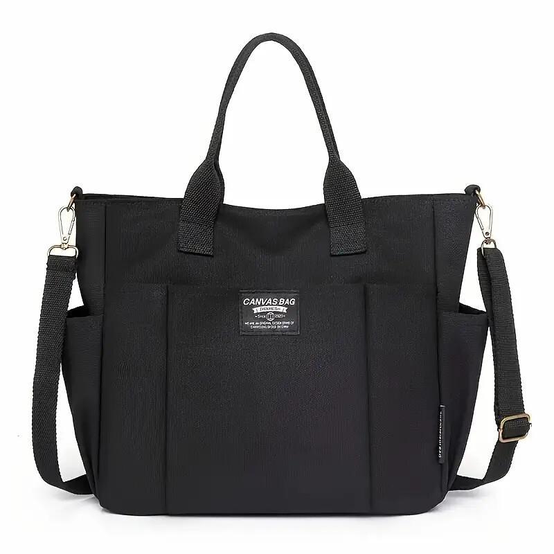 Retro Canvas Multi-Pocket Tote Bag for Women