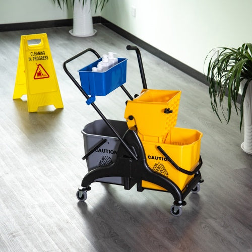 HOMCOM 6.9 Gallon Mop Water Bucket Wringer Cart