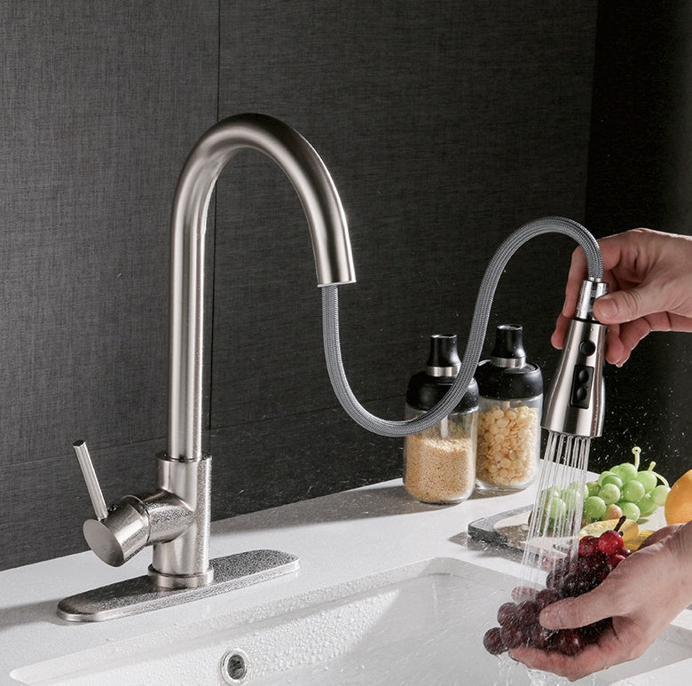 Stainless Steel Pull-Out Basin Faucet