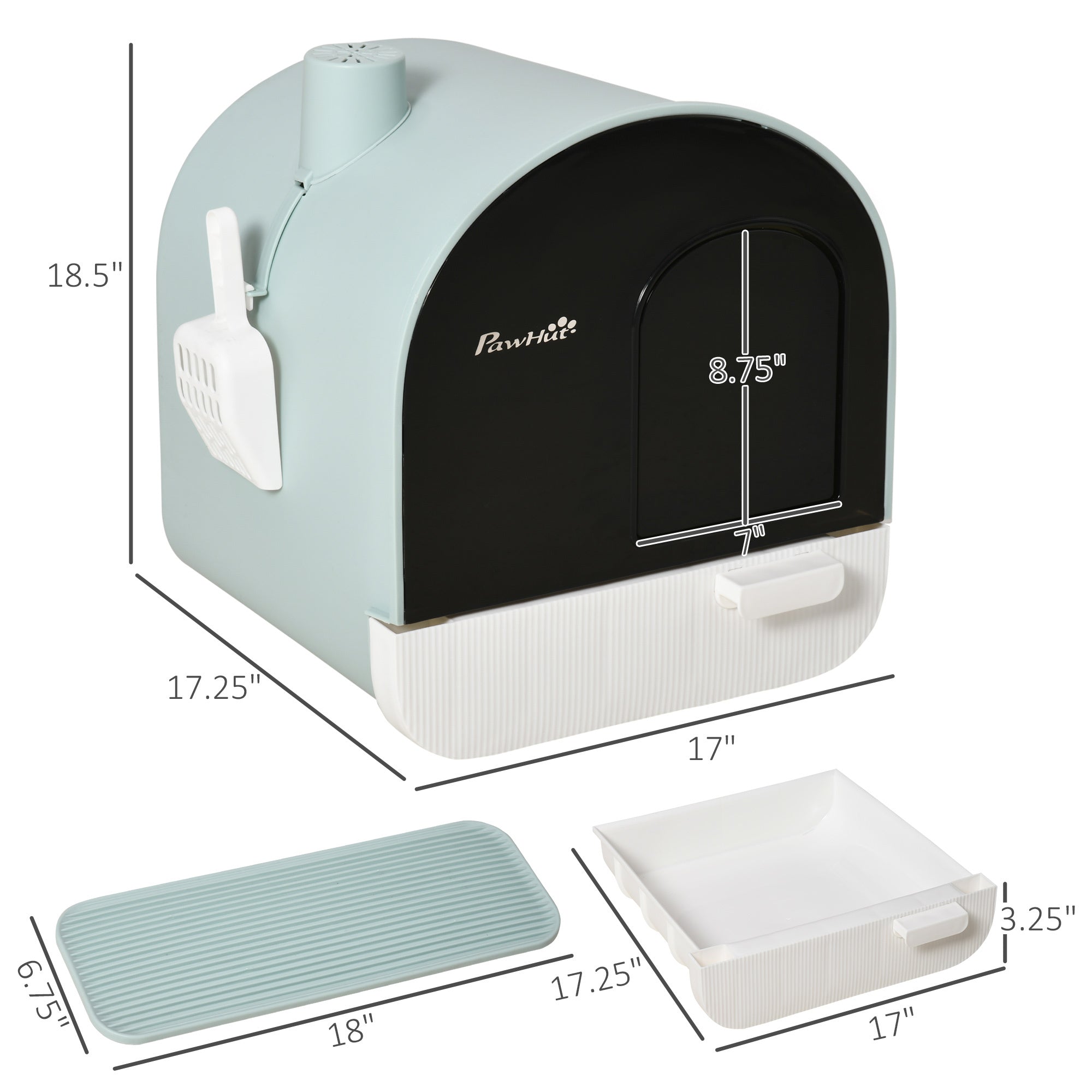 PawHut Enclosed Cat Litter Box with Lid, Tray & Accessories