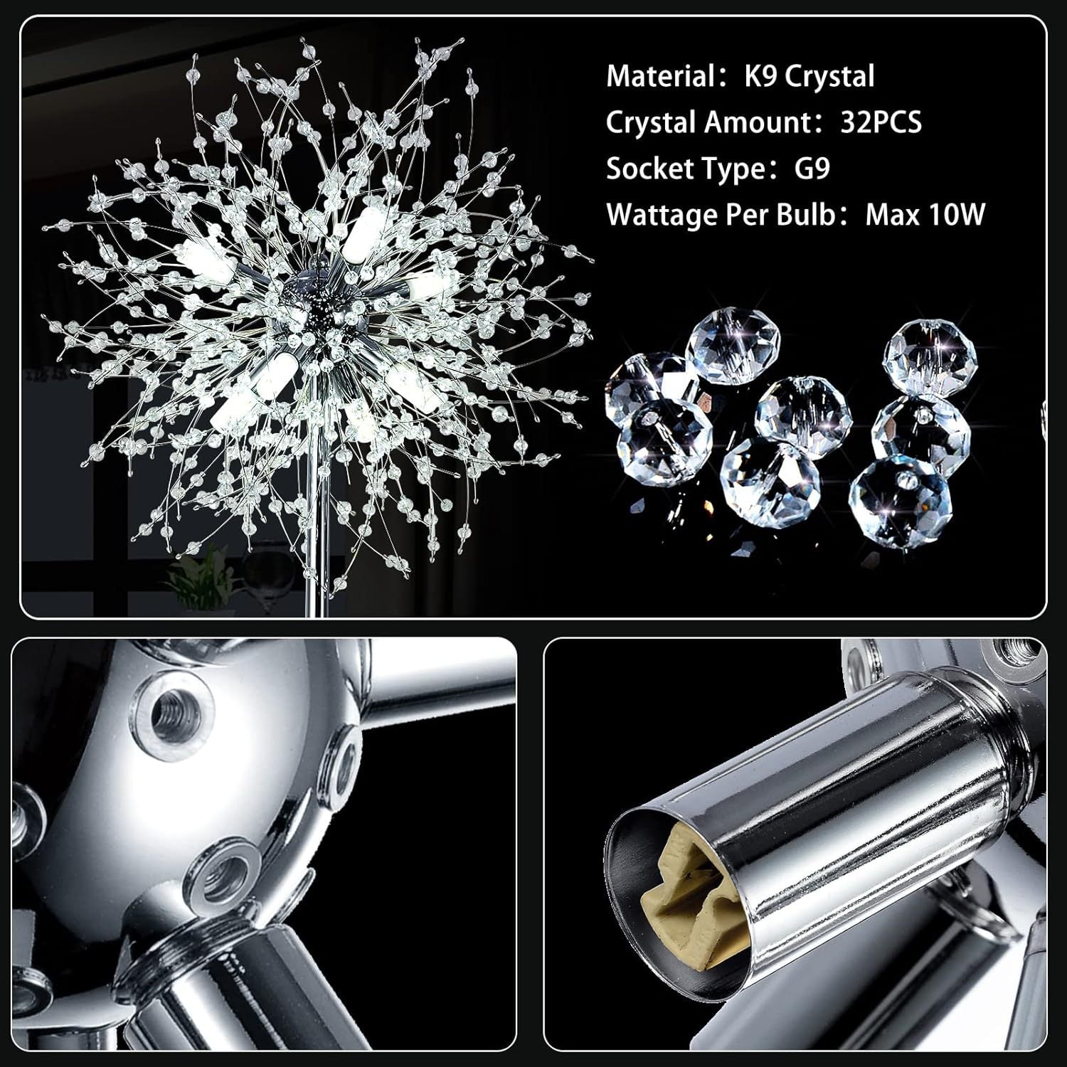 Elegant Crystal Floor Lamp