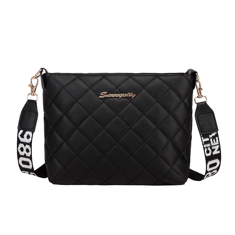 PU Leather Bucket Shoulder Bag with Diamond Grid Design