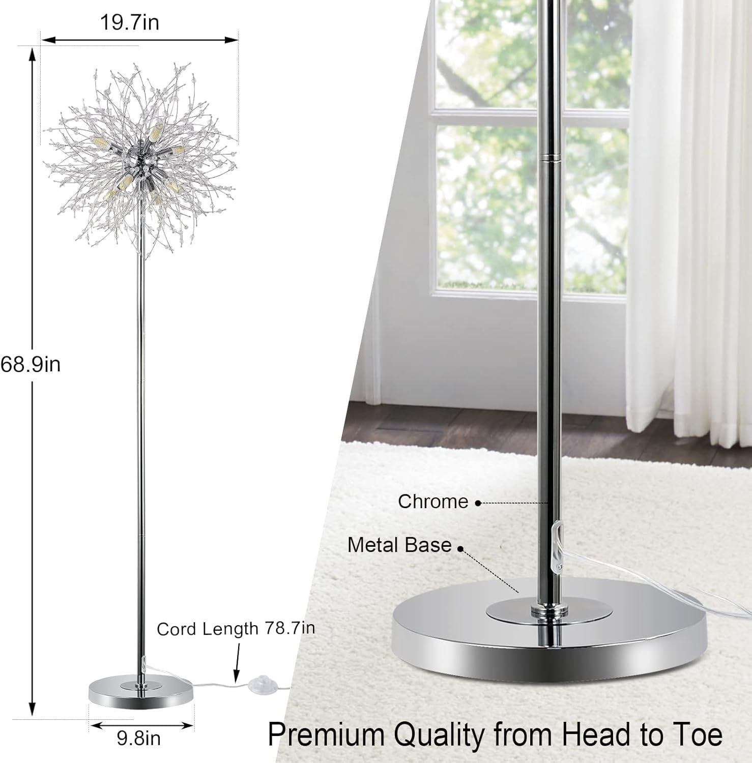 Elegant Crystal Floor Lamp