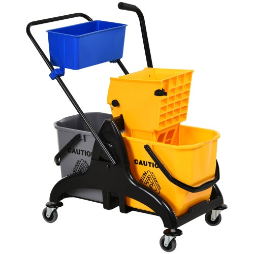 HOMCOM 6.9 Gallon Mop Water Bucket Wringer Cart