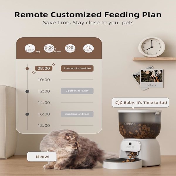 LAMPICK Smart Cat Feeder with 1080P HD Camera & App Control