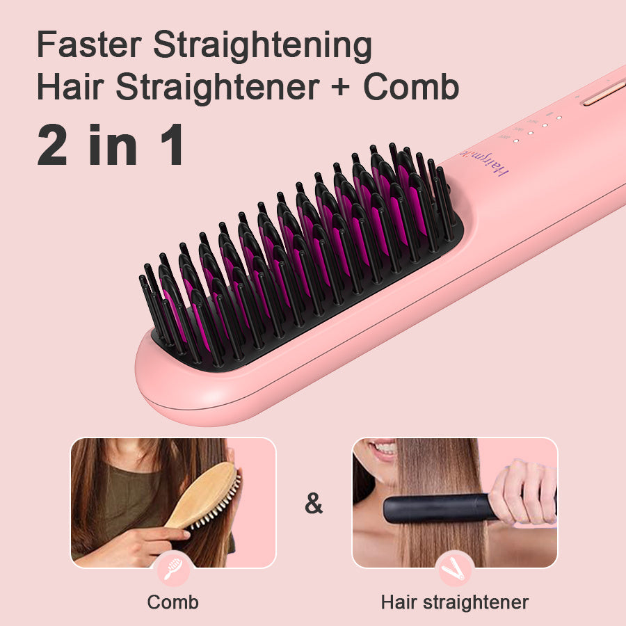 Cordless Hair & Beard Straightener Brush