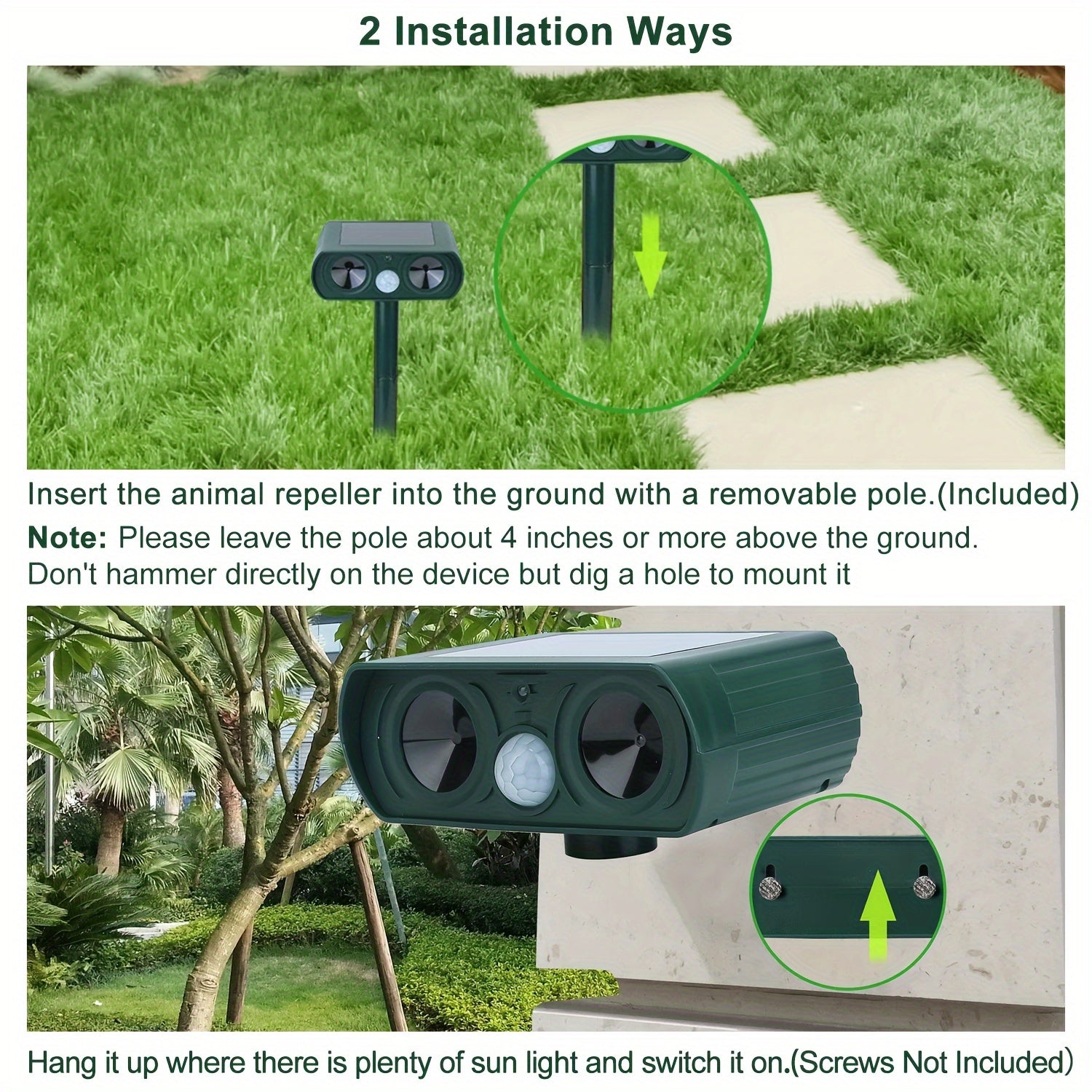 Ultrasonic Animal Repeller – Solar-Powered Pest Deterrent