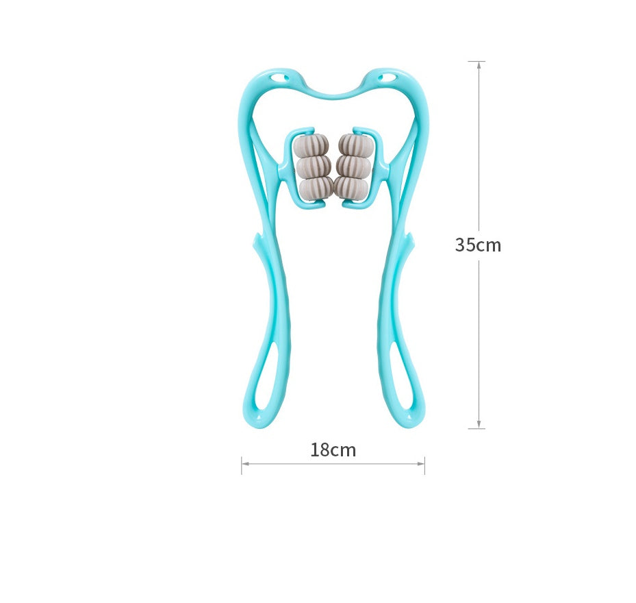 6-Roller Cervical Neck Massager with Natural Jade Scraping Tool