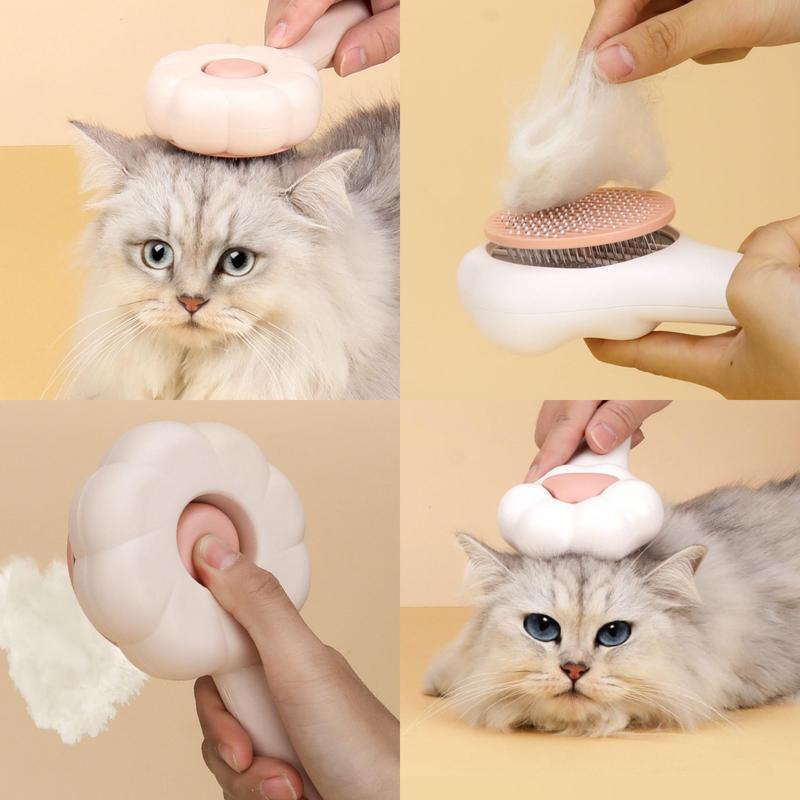 Cat Paw-Shaped Pet Grooming Brush with One-Click Hair Release