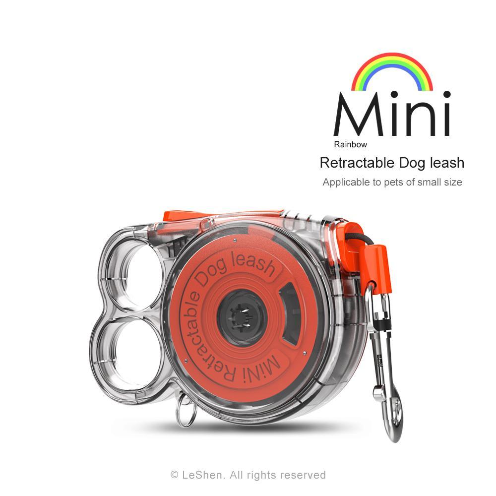 Transparent Rainbow Mini Retractable Leash