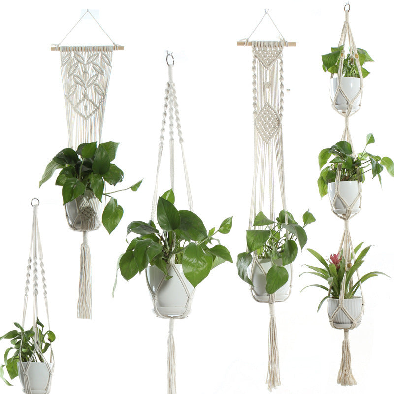 Handmade Cotton Rope Flowerpot Net Bag