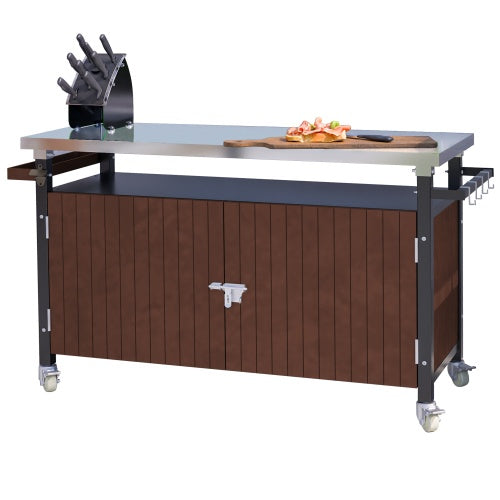 Outdoor Grill Cart with Stainless Steel Tabletop