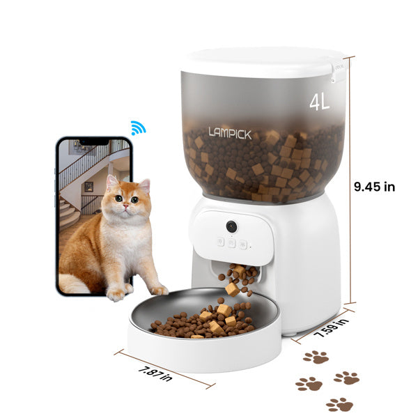 LAMPICK Smart Cat Feeder with 1080P HD Camera & App Control