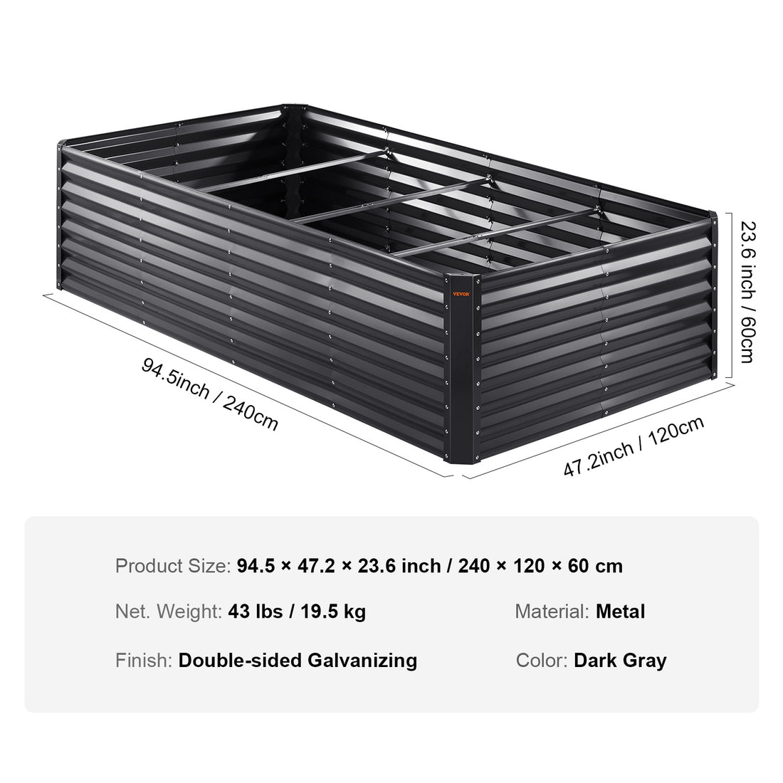 VEVOR Galvanized Raised Garden Bed