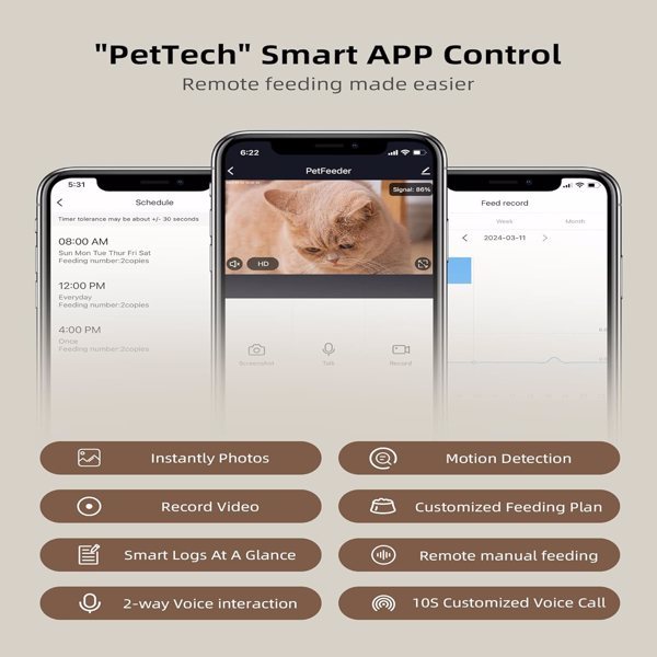 LAMPICK Smart Cat Feeder with 1080P HD Camera & App Control